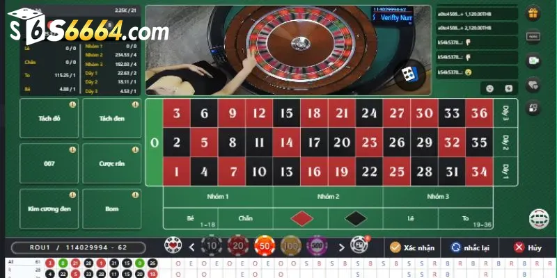 Giao diện game cược Roulette tại nhà cái S666